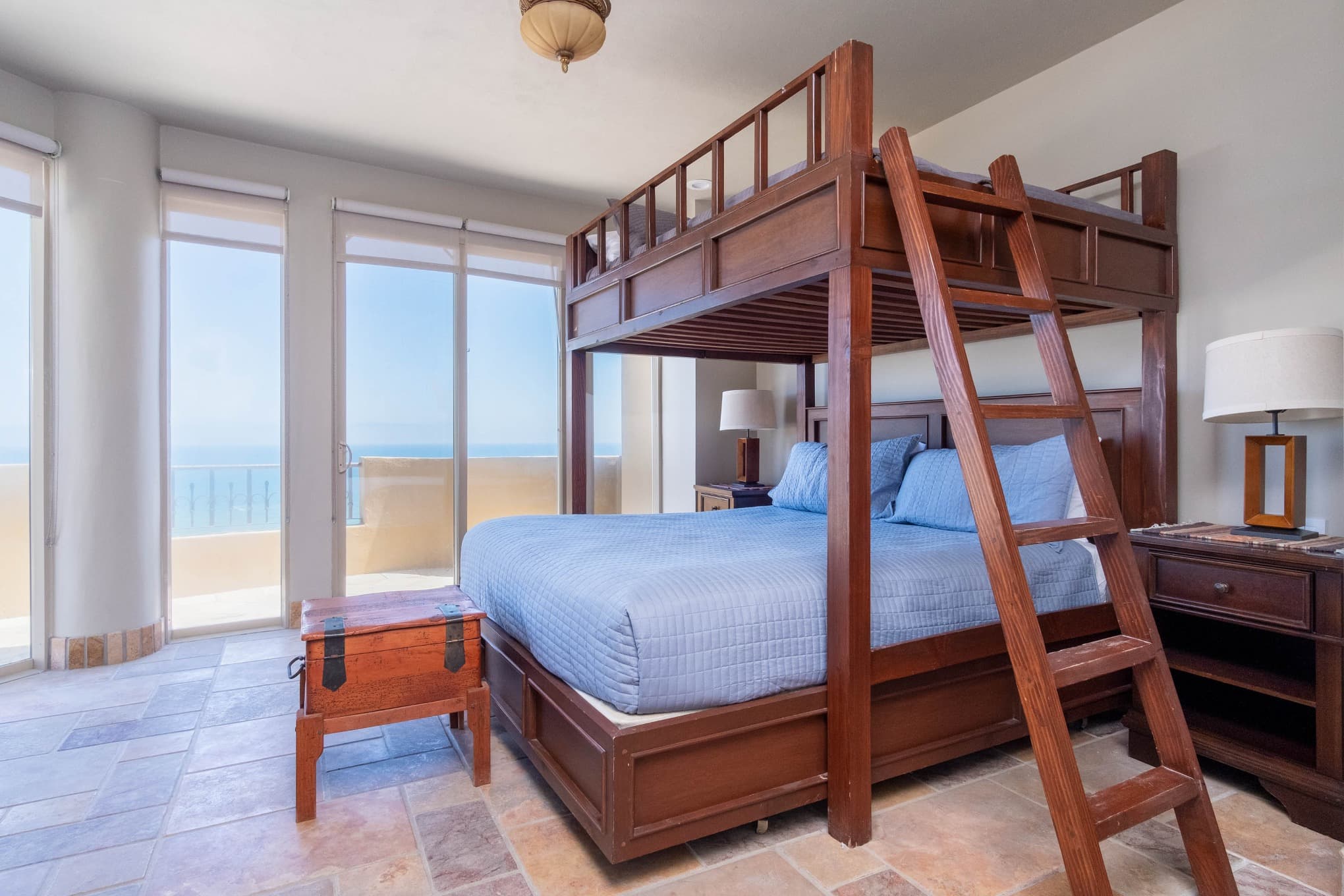 Upstairs Guest Bedroom with Queen over King Bed.