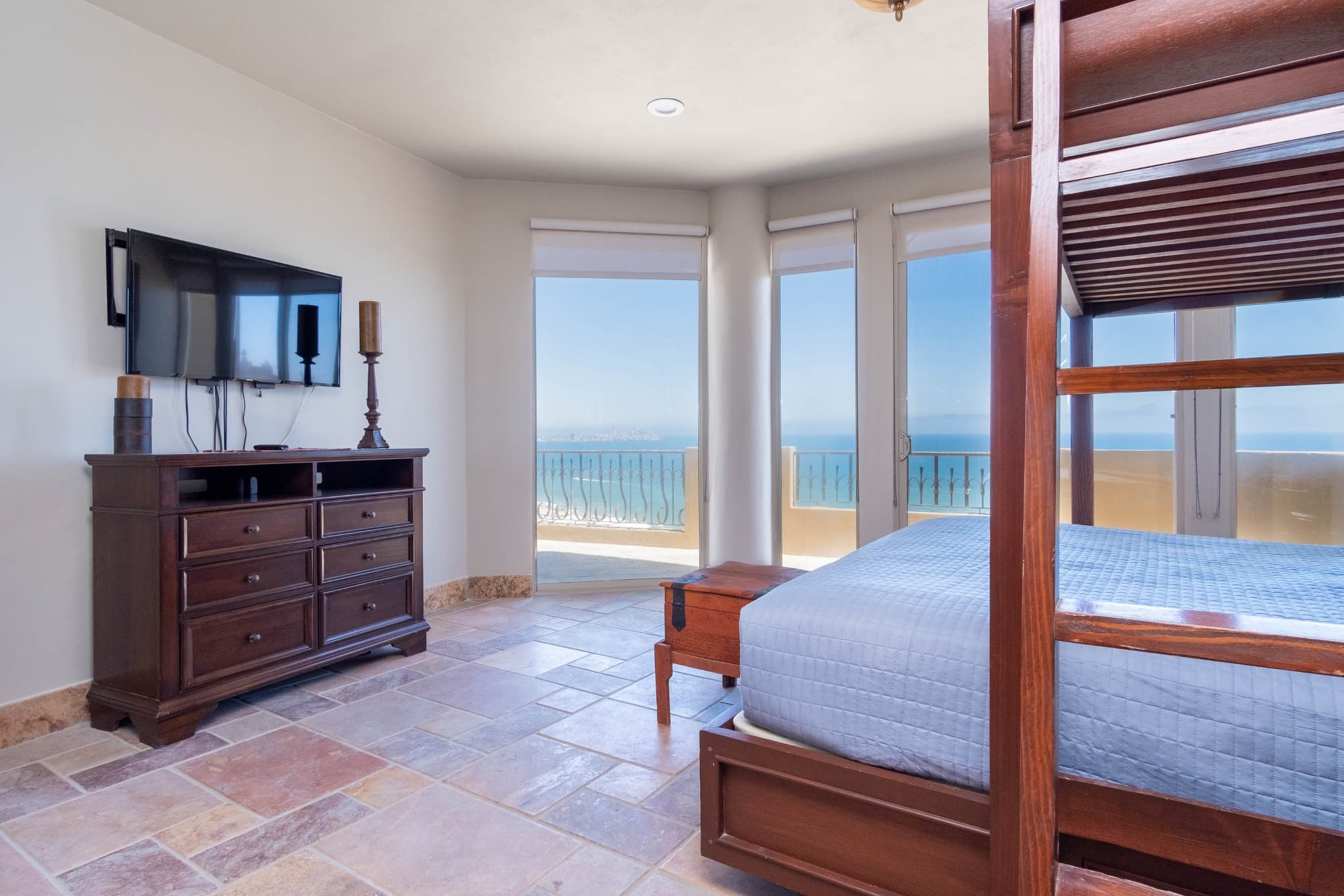 Upstairs Guest Bedroom with Queen over King Bed.