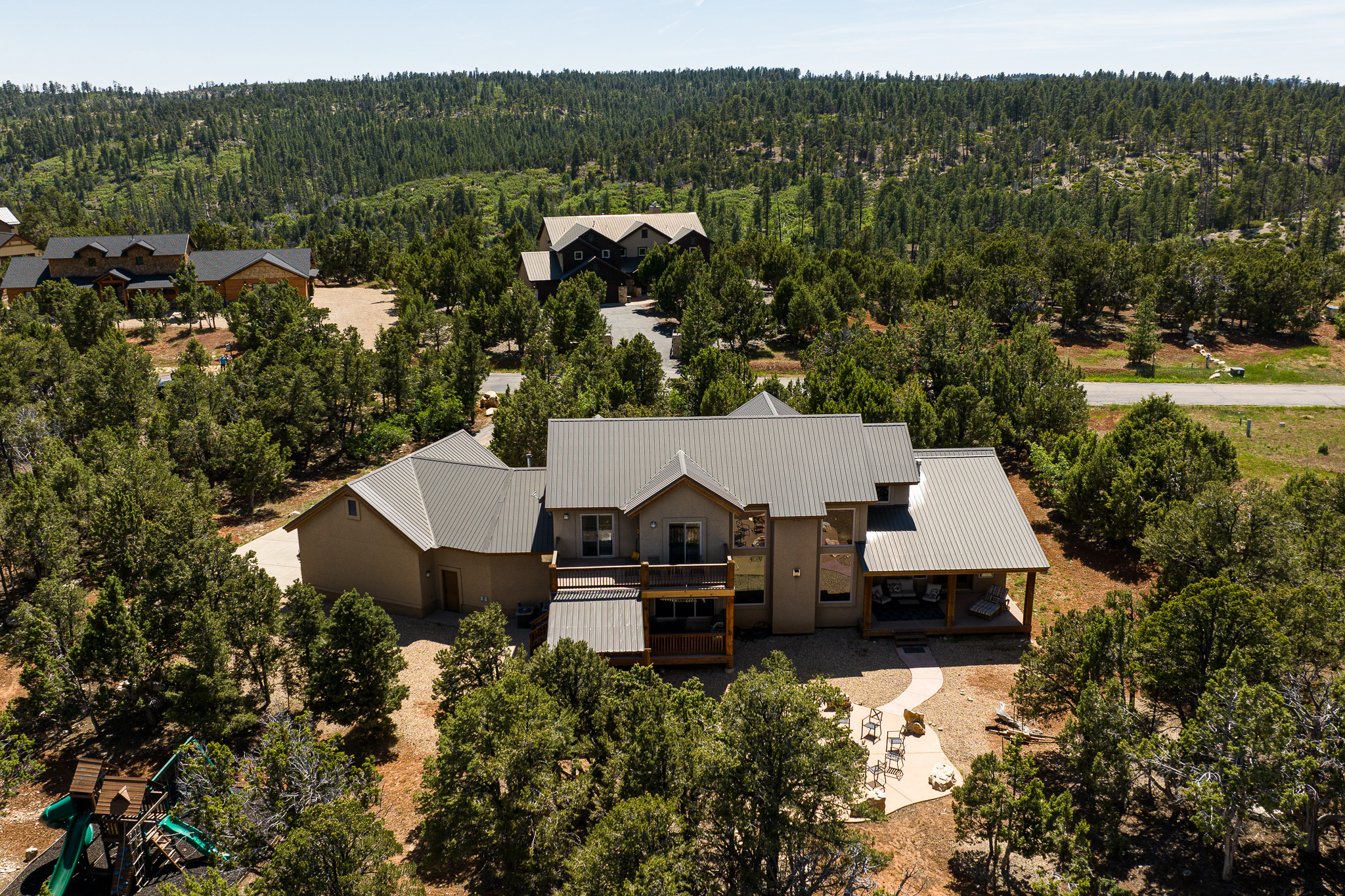 Aerial view of the house