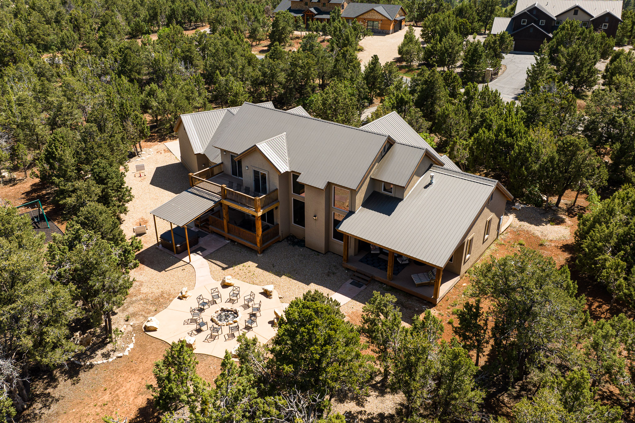 Aerial view of the house