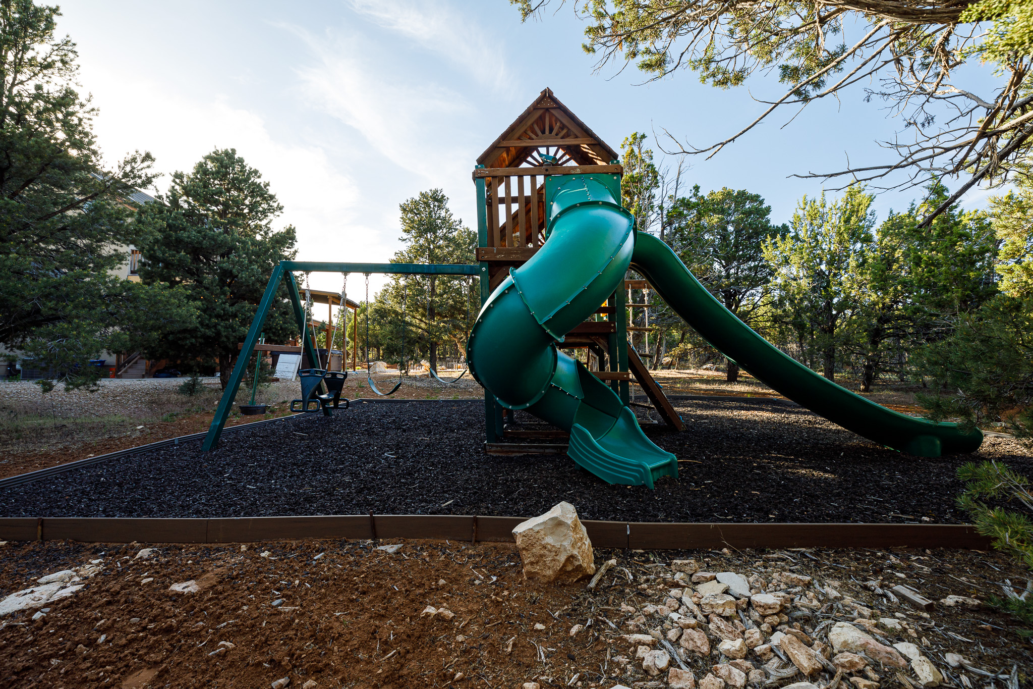 Playground structure in the backyard