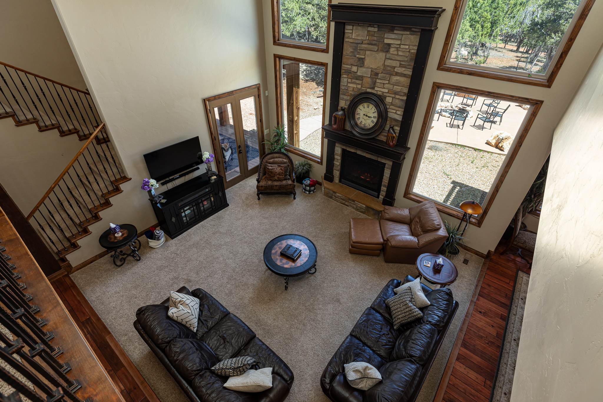 View of the living room from the loft