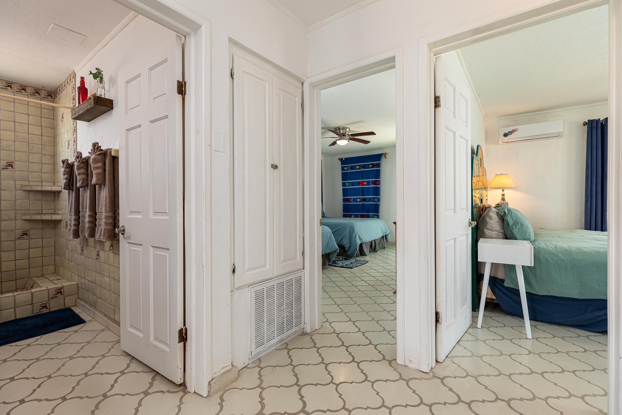 Sunset House Guest bedrooms and hall bathroom