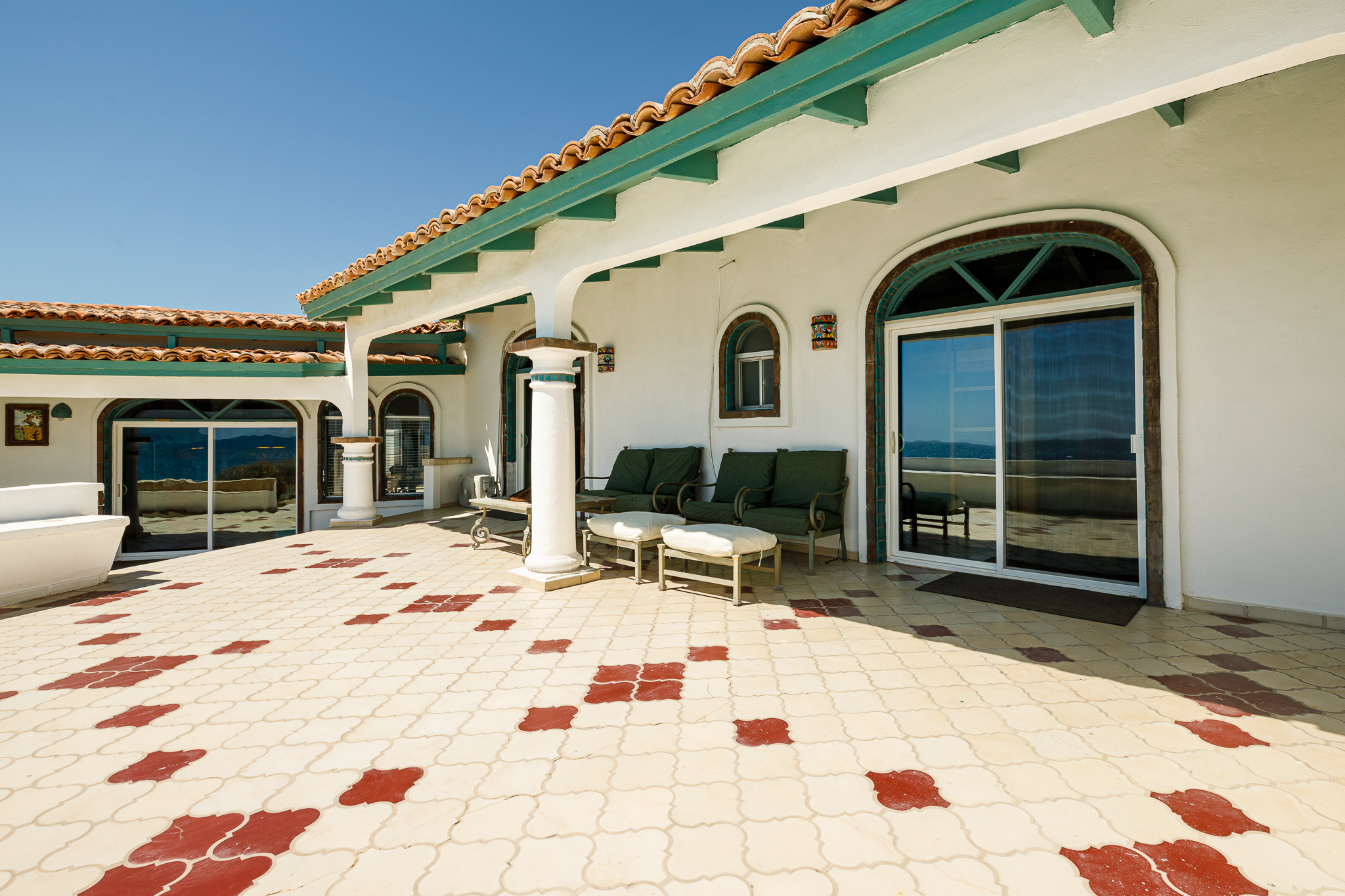 Seating area outside Sunrise House